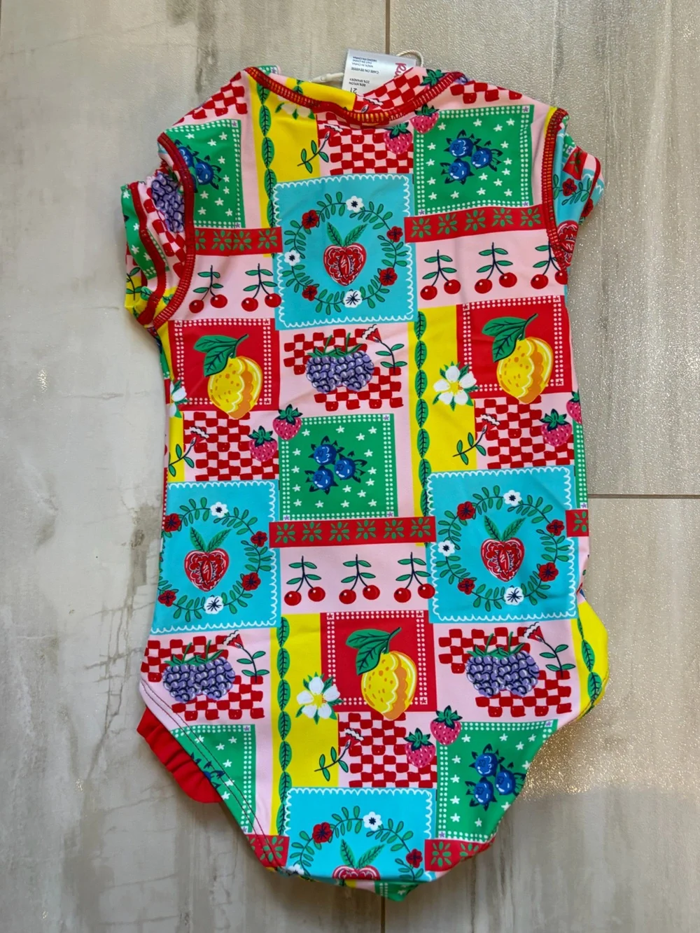 NWT RuffleButts Colorful Picnic Party Patchwork Short Sleeve One-Piece Girls 2T
